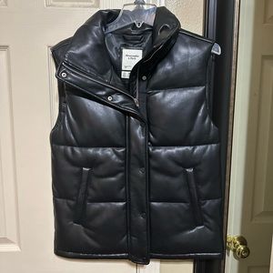 Abercrombie & fitch leather puffer vest